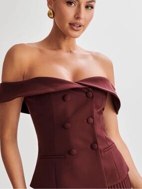 Meshki Krista Strapless Suiting Top - Plum